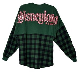 Disney Green and Black Plaid Men's Jersey